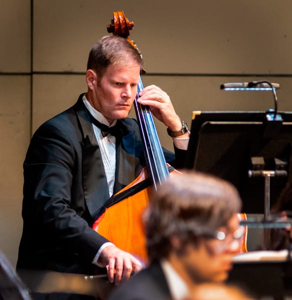 The Double Bass is the largest instrument of the string family. You will often see this instrument in Bluegrass and Jazz bands.